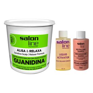 Creme Relaxante Guanidina Salon Line Mild Suave 215G + Liquid Ativador 50Ml
