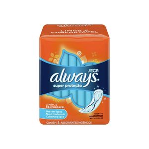 ALWAYS ABSORVENTE SUPER PROTECAO SECA SEM ABAS FLUXO MODERADO x 8