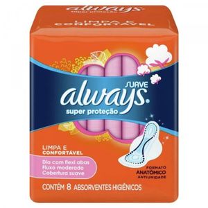 ALWAYS ABSORVENTE SUPER PROTECAO SUAVE COM ABAS x 8