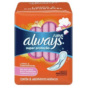 ALWAYS ABSORVENTE LIMPA E CONFORTAVEL SUAVE SUPER PROTECAO SEM ABAS x 8