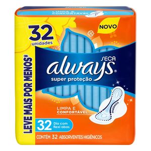 ALWAYS ABSORVENTE SUPER PROTECAO COBERTURA SECA COM ABAS FORMATO ANATOMICO x 32