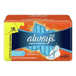 ALWAYS ABSORVENTE SUPER PROTECAO SECA COM ABAS FLUXO MODERADO x 16