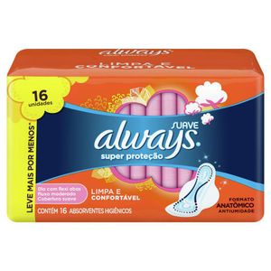 ALWAYS ABSORVENTE SUPER PROTECAO SUAVE COM ABAS FLUXO MODERADO x 16