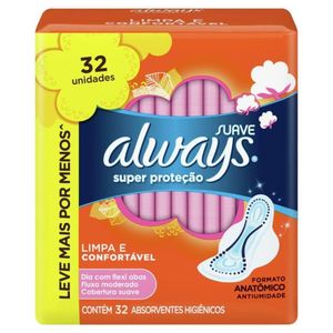 ALWAYS ABSORVENTE PROTECAO TOTAL SUAVE COM ABAS LEVE+PAGUE- x 32