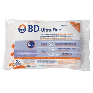 Seringa Para Insulina Bd Ultra-Fine 2 8Mm Pacote 50 Unidades