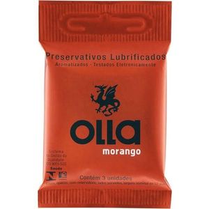 OLLA SACHE PRESERVATIVO LUBRIFICADO MORANGO x 3