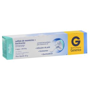 Sulfato de Neomicina 5mg + Bacitracina 250UI Pomada Dermatologica 50g Medley