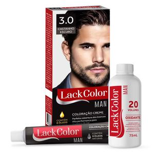 LACK COLOR MAN KIT TINTURA CREME 3.0 CASTANHO ESCURO x 1
