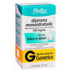 Dipirona Monoidratada 500mg/ml Solucao Gotas 20ml Medley