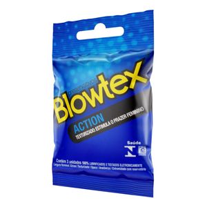 BLOWTEX ACTION SACHE PRESERVATIVO LUBRIFICADO TEXTURIZADO x 3