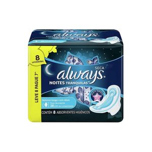 ALWAYS ABSORVENTE NOITES TRANQUILAS COBERTURA SECA COM ABAS LEVE 8 PAGUE 7 x 8