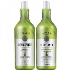 INOAR KIT SHAMPOO+CONDICIONADOR RESISTANCE FIBRA BAMBU 1L CADA 2 L x 1
