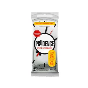 PRUDENCE EF RETAR SACHE PRESERVATIVO LUBRIFICADO LEVE 8 PAGUE 6 x 8
