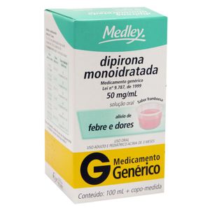 Dipirona Monoidratada 50mg/ml Solucao Oral Sabor Framboesa 100ml Medley