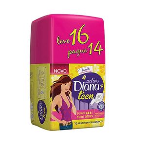 DIANA ACTIVE ABSORVENTE SUAVE COM ABAS LEVE 32 PAGUE 28 UNIDADES x 32