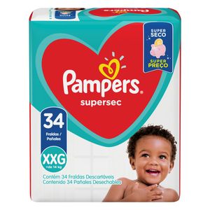 PAMPERS FRALDA DESCARTAVEL SUPERSEC TAMANHO XXG x 34