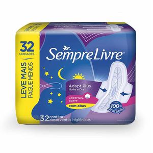 SEMPRE LIVRE ABSORVENTE NOTURNO COM ABAS SUAVE LEVE 32 PAGUE 24 x 32
