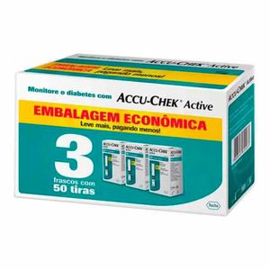 ACCU-CHEK ACTIVE TIRA TESTE FRASCO 50 CADA EMBALAGEM ECONOMICA x 150