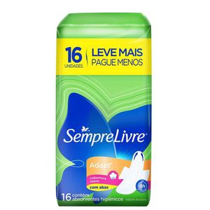 SEMPRE LIVRE ESPEC ABSORVENTE ADAPT TOQUE SUAVE COM ABAS LEVE 16 PAGUE 14 x 16