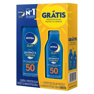 NIVEA SUN KIT PROTETOR SOLAR PROTECT HIDRATA FPS50 200ML GRATIS PROTECT HIDRATA FP50 1 300 ML x 1