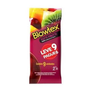 BLOWTEX SACHE PRESERVATIVO LUBRIFICADO TUTTI FRUTTI LEVE 9 PAGUE 6 x 9