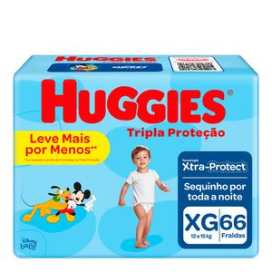 HUGGIES FRALDA DESCARTAVEL TRIPLA PROTECAO XG x 66