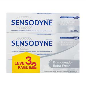 SENSODYNE CREME DENTAL BRANQUEADOR EXTRA FRESH LEVE 3 PAGUE 2 50 G x 3