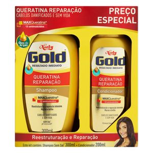 NIELY GOLD SHAMPOO KIT SHAMPOO 350ML + CONDICIONADOR 350ML QUEDA RESIST 500 ML x 1