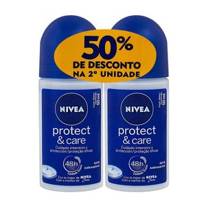 DES NIVEA ROLLON FEMININO PROTECT CARE 50% DESCONTO NA SEGUNDA UNIDADE 50ML CADA 50 ML x 2