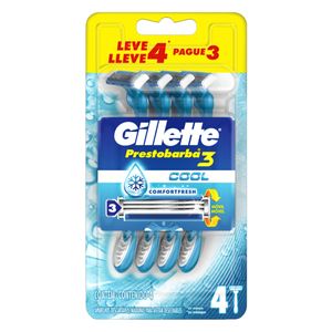 GILLETTE PRESTOB 3 APARELHO DE BARBEAR COOL LEVE 4 PAGUE 3 x 4