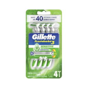 GILLETTE PRESTOB 3 APARELHO BARBEAR MASCULINO SENSE CARE x 4