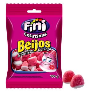 FINI GELATINAS BALA GELATINA BEIJOS MORANGO 100 G x 1