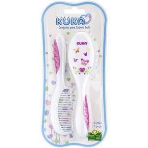 KUKA CONJUNTO PARA CABELO SOFT ESCOVA+PENTE ROSA REF 7258 x 1