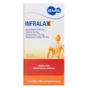 Infralax Cafeína 30mg + Carisoprodol 125mg + Diclofenaco Sódico 50mg + Paracetamol 300mg 15 Comprimidos