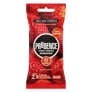 PRUDENCE COR E SAB SACHE PRESERVATIVO LUBRIFICADO MORANGO x 6