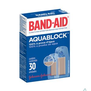 BAND AID CURATIVOS AQUABLOCK PLUS 100% PROVA D AGUA DEIXA A PELE RESPIRAR MAIS DISCRE x 30