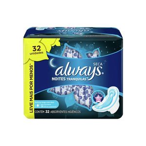ALWAYS ABSORVENTE ACTIVE NOTURNO COM ABAS LEVE 32 PAGUE 28 x 32
