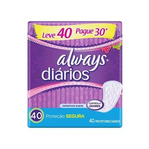 ALWAYS ABSORVENTE PROTETOR DIARIO SUAVE LEVE 40 PAGUE 30 x 40