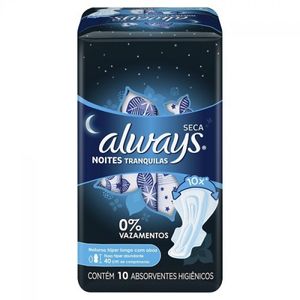 ALWAYS ABSORVENTE NOITES TRANQUILAS COBERTURA SECA HIPER LONGO x 10