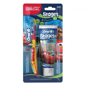 ORAL-B STAGES 3 KIT ESCOVA DENTAL 5/7 ANOS + CREME DENTAL 75ML x 1