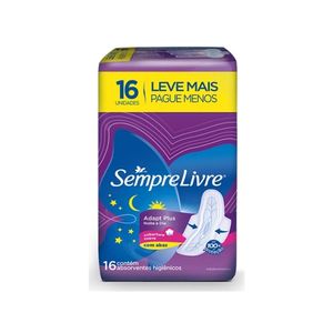 SEMPRE LIVRE ABSORVENTE NOTURNO SUAVE COM ABAS LEVE 16 PAGUE 14 x 16