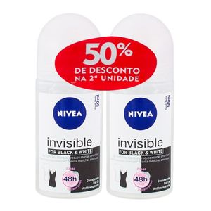DES NIVEA I B W CL ROLLON FEMININO INVISIBLE BLACK WHITE CLEAR 50% DESCONTO NA 2 UNIDADE 50ML 50 ML