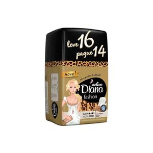 DIANA ACTIVE ABSORVENTE FASHION SUAVE COM ABAS LEVE 16 PAGUE 14 x 16
