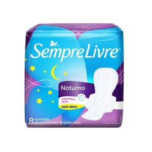 SEMPRE LIVRE ABSORVENTE NOTURNO COBERTURA SECA COM ABAS x 8