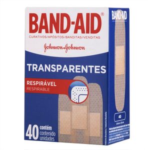 BAND AID CURATIVOS TRANSPARENTE RESPIRAVEL x 40
