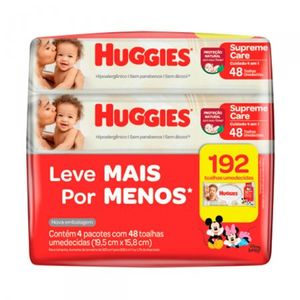 Lenco Umedecido Huggies Supreme Care Kit 4 Pacotes Com 48 Unidades Cada