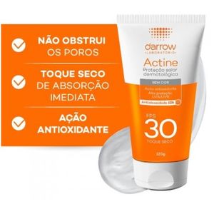 PROTETOR SOLAR FACIAL DARROW ACTINE ANTIOLEOSIDADE SEM COR FPS 30 COM 120G