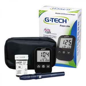 Kit Medidor de Glicose No Sangue G-tech Free Lite