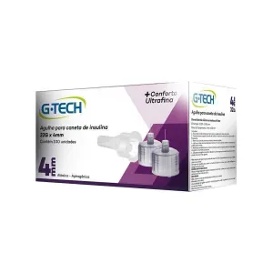 Agulhas Para Caneta De Insulina G-Tech 31G X 4Mm 100 Un