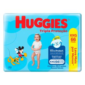 HUGGIES FRALDA DESCARTAVEL TRIPLA PROTECAO HIPER TAMANHO XXG x 66